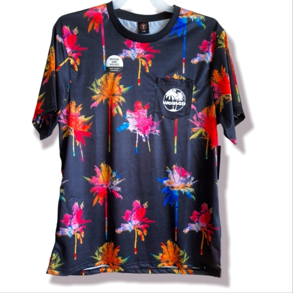 West 49 Colorful Palm Print Graphic Tee Top